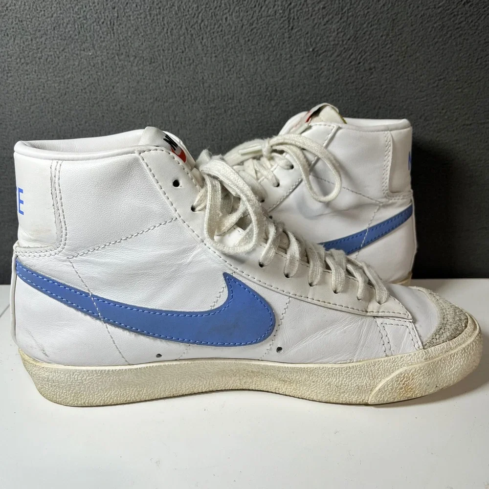 Nike Blazer Mid 77 Vintage White Pacific Blue High Top Sneakers Mens 7